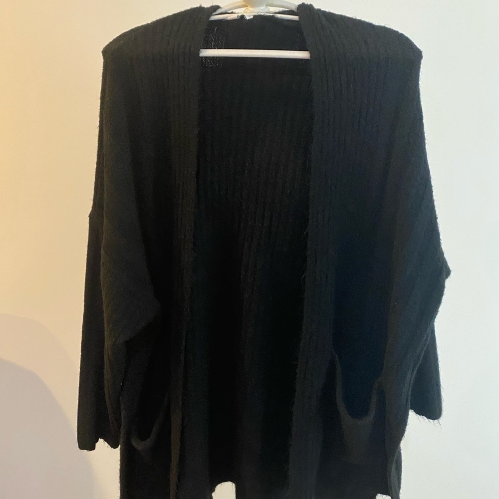 Topshop Black Oversized Ribbed Cardigan